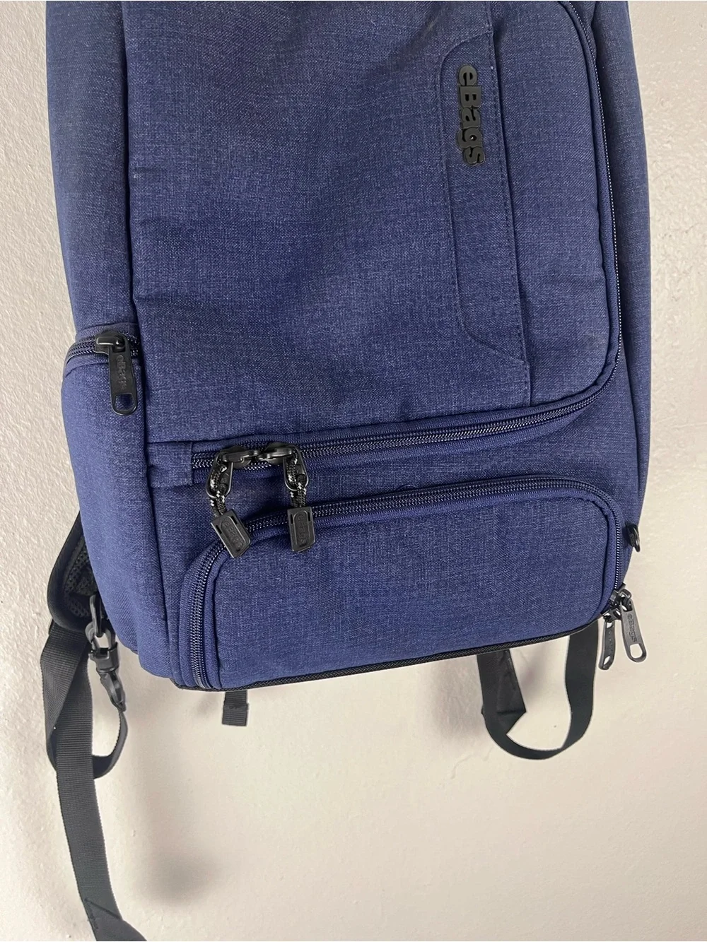 EBAGS Blue Professional Laptop Weekender Zip Pockets Adjustable Straps Backpack